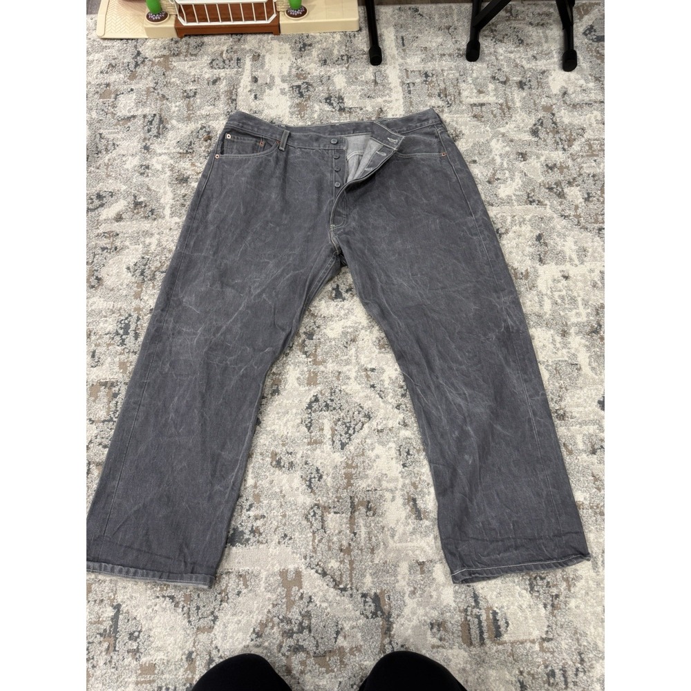 Levi's 501XX Denim Jeans Men's 44x30 Straight Fit Button Fly Mid Rise Gray Acid